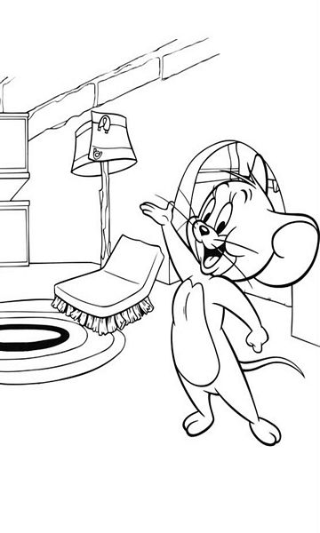 kolorowanka mysz z bajki Jerry malowanka do wydruku z bajki dla dzieci, do pokolorowania kredkami, obrazek nr 47